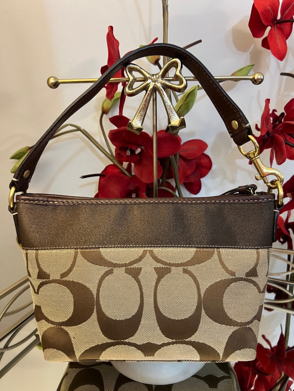 Y2K Coach Signature “C” Monogram Baguette Shoulder Bag – Khaki/Brown #11688 - Picture 4 of 16